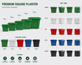 premium square plastic planter & plates