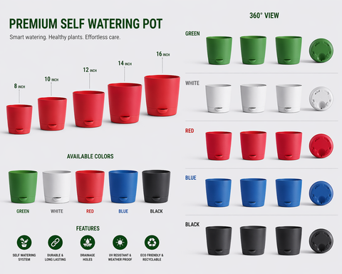 self watering plastic planter