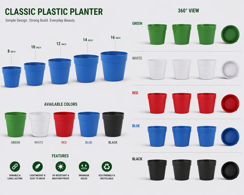 classic round plastic planter