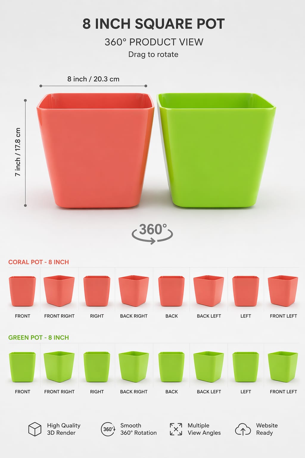8 INCH PLASTIC POTS