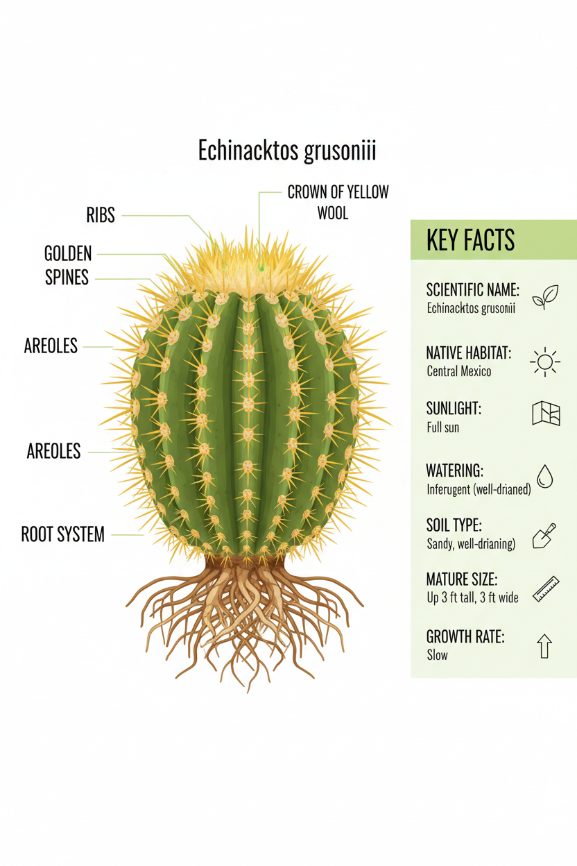 Golden Barrel Cactus (Echinocactus grusonii)