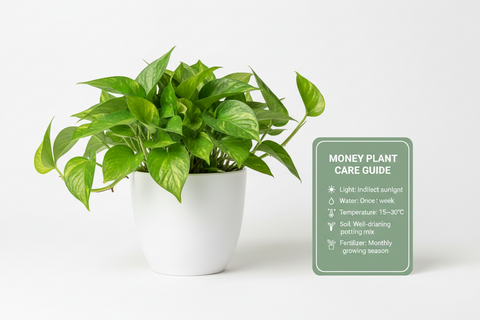Green Money Plant (Epipremnum aureum – Green variety)